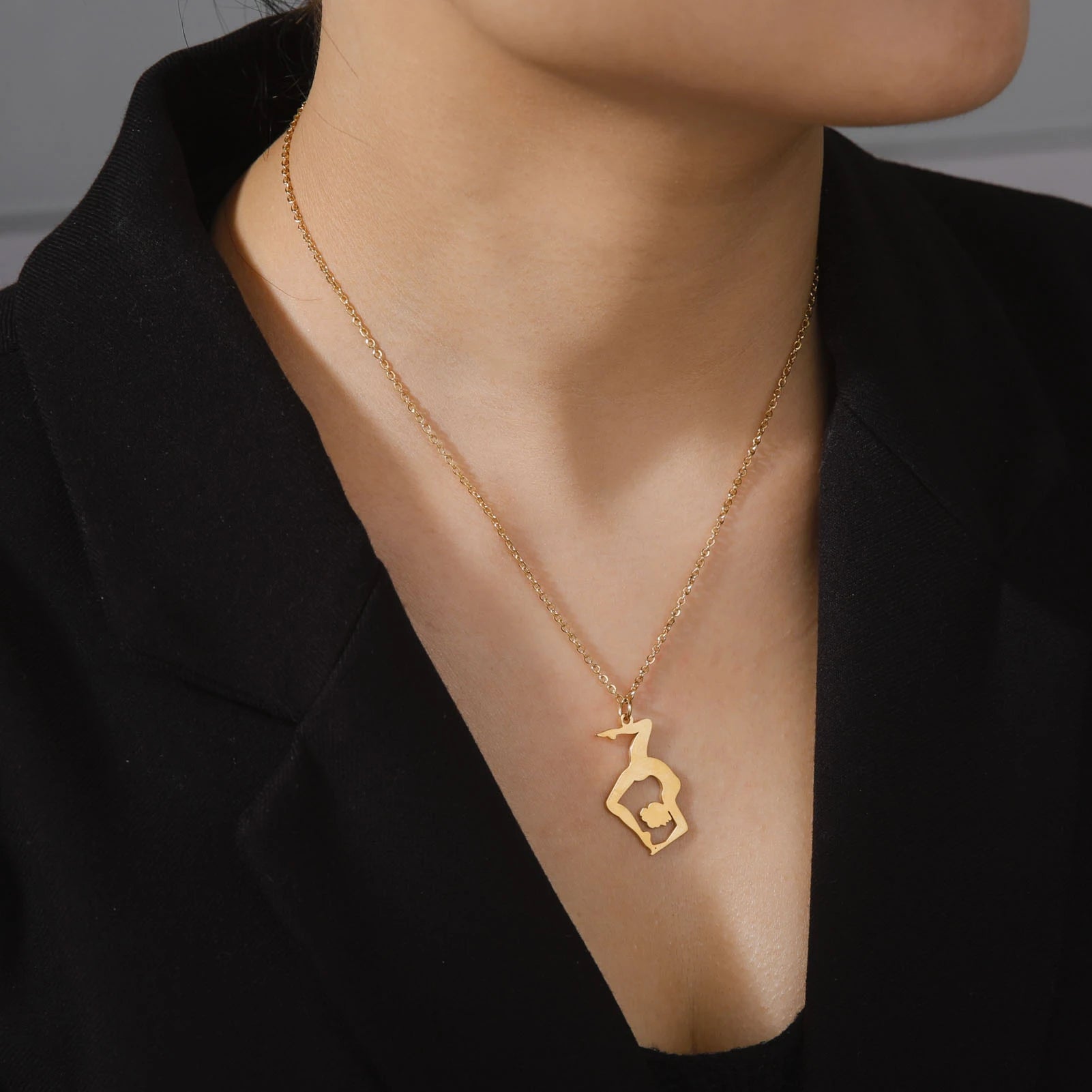 Collar de gimnasia rítmica para mujer,tendencia de 2026, joyeria de acero .