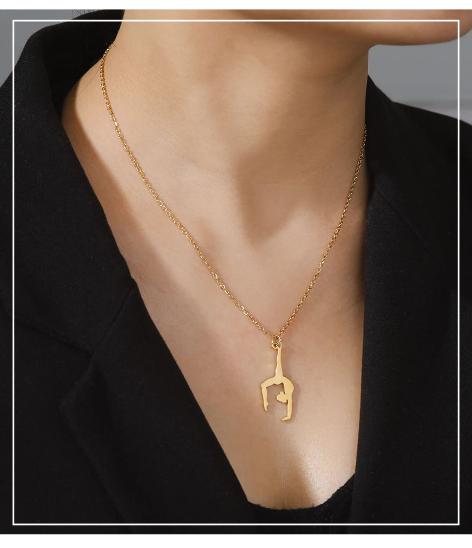 Collar de gimnasia rítmica para mujer,tendencia de 2026, joyeria de acero .