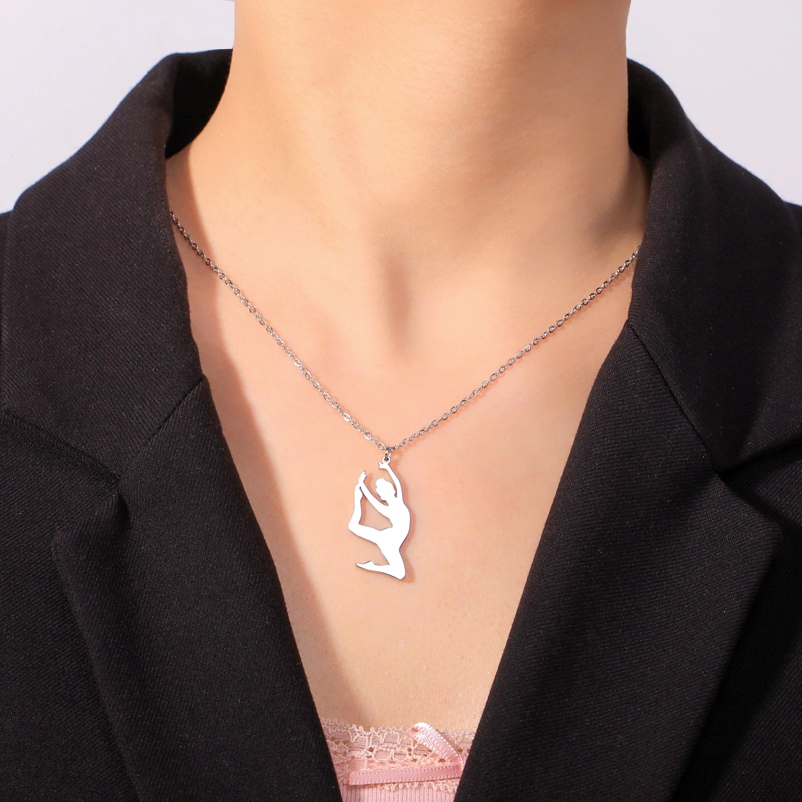 Collar de gimnasia rítmica para mujer,tendencia de 2026, joyeria de acero .