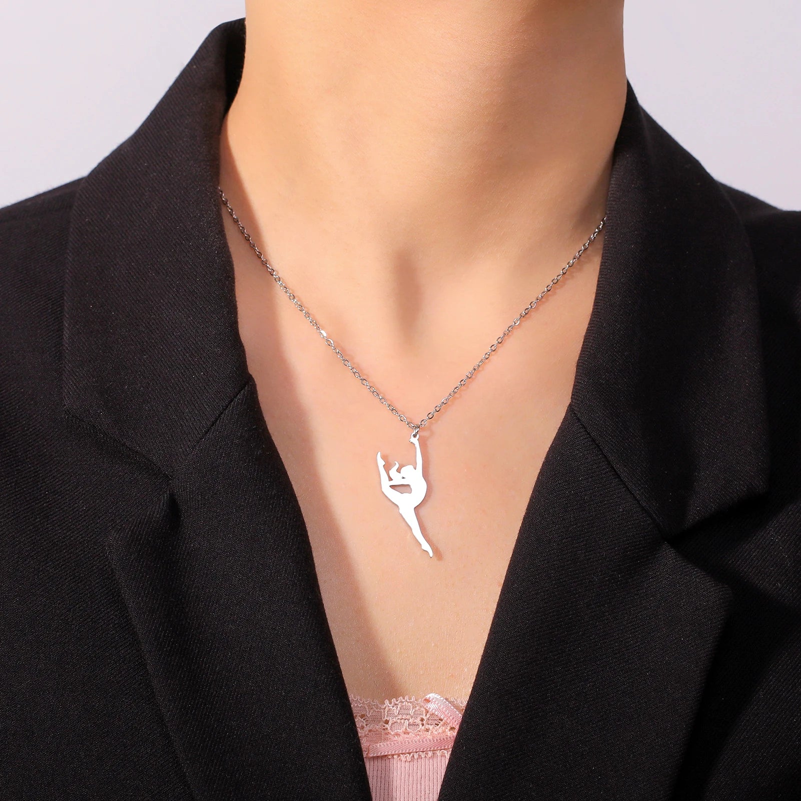 Collar de gimnasia rítmica para mujer,tendencia de 2026, joyeria de acero .
