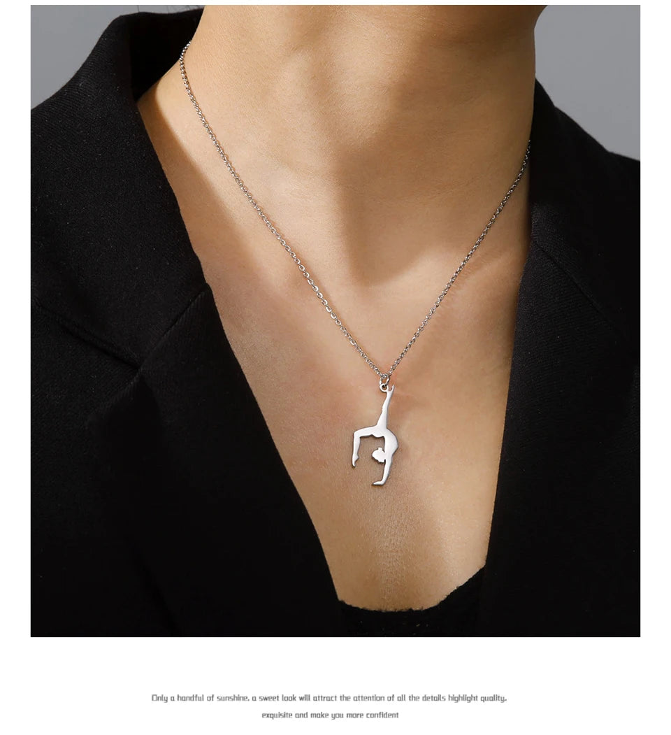 Collar de gimnasia rítmica para mujer,tendencia de 2026, joyeria de acero .