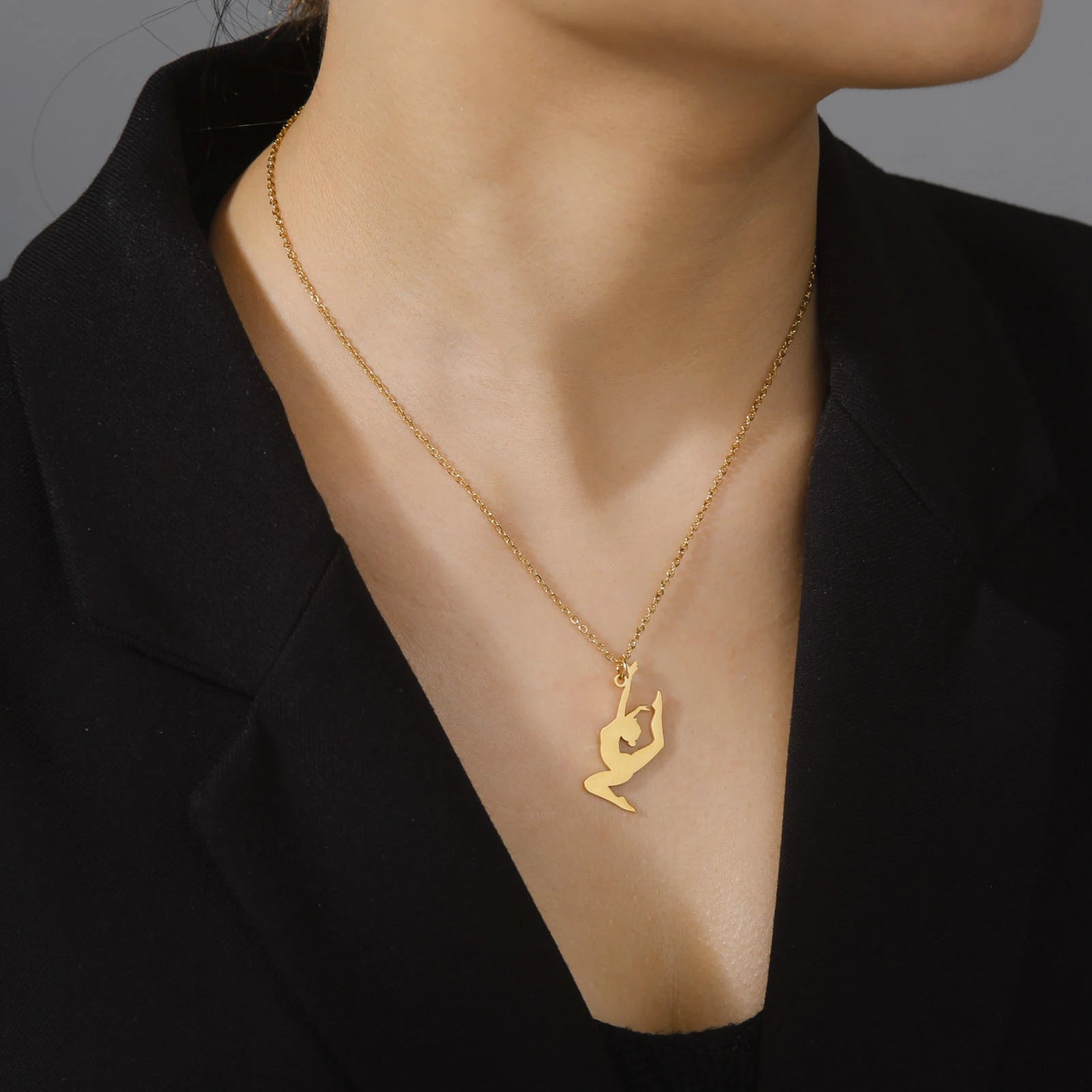 Collar de gimnasia rítmica para mujer,tendencia de 2026, joyeria de acero .