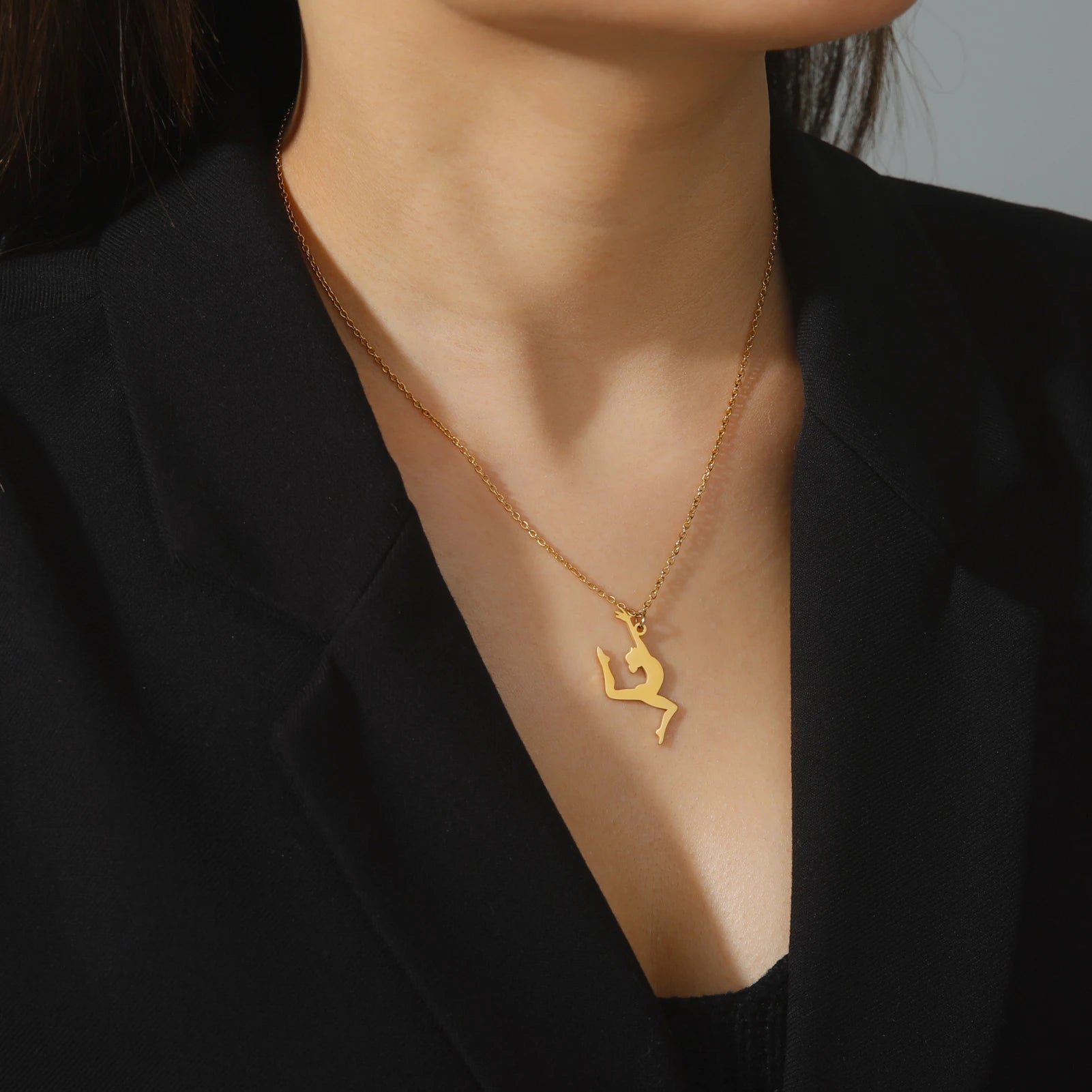 Collar de gimnasia rítmica para mujer,tendencia de 2026, joyeria de acero .