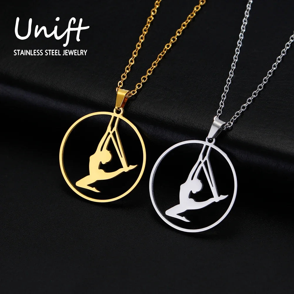 Collar de gimnasia rítmica para mujer,tendencia de 2026, joyeria de acero .