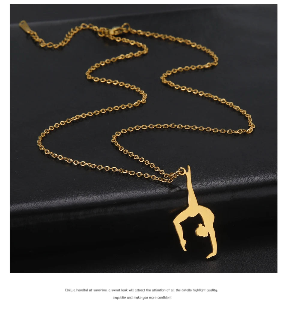 Collar de gimnasia rítmica para mujer,tendencia de 2026, joyeria de acero .